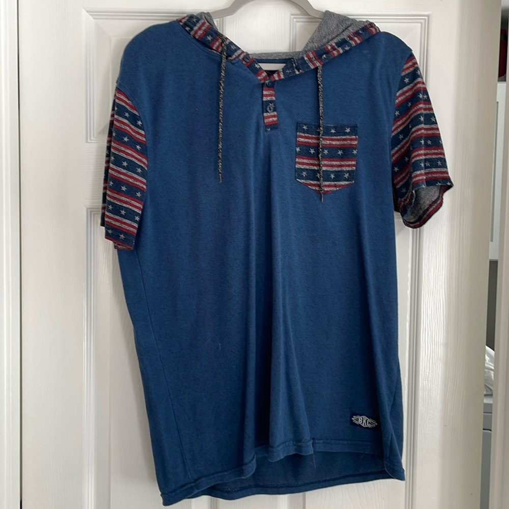 Brooklyn cloth work wear men’s large hooded, short sleeve T-shirt